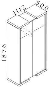 Vysoká šatníková skriňa Lineart 111,2 x 50 x 187,6 cm, brest tmavý / antracit
