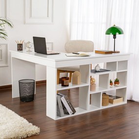 Rohový PC stolík Cete (biela). Akcia -22%. Vlastná spoľahlivá doprava až k Vám domov. 1144652