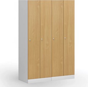Kovová šatníková skrinka S1, 2-dverová, 1850 x 600 x 500 mm, cylindrický zámok, laminované dvere, dub prírodný