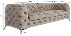 Sivobéžová zamatová pohovka 243 cm Chelsea – Ropez