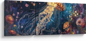 Obraz - Magická medúza (s hodinami) (90x30 cm)