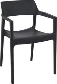 TULUM záhradná stolička s podrúčkami black