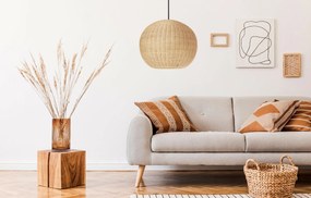 Toolight - Stropné svietidlo z prírodného bambusu Boho E27 60W APP882-1CP, hnedá, OSW-05242