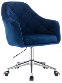 LuxuryForm DESIGN Kreslo ANDORA VELUR na strieborné podstave s kolieskami - modré