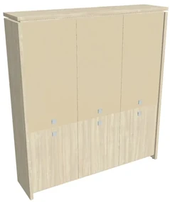 Vysoká skriňa Verno 188 x 46 x 210 cm, kombinované dvere, agát / vanilka