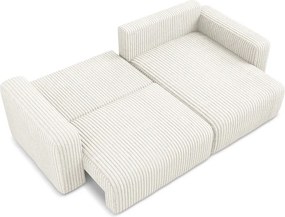 Krémovobiela menčestrová rozkladacia/s úložným priestorom rohová pohovka (pravý roh/s leňoškou) Kona – Makamii