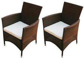 Záhradné stoličky 2 ks, polyratan, hnedé