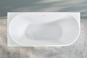 Erga Marina, rohová voľne stojaca vaňa 150x75 cm + odtoková zátka, ľavá, biela lesklá, ERG-MARINA-150075L-WH-WH
