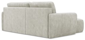 Krémová ženilková rozkladacia/s úložným priestorom rohová pohovka (ľavý roh/s leňoškou) Lilo – Makamii