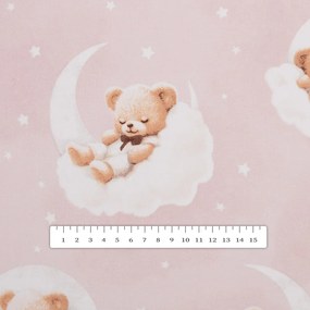 Biante Detský bavlnený behúň na stôl Sandra SA-743 Spiace medvedíky na obláčikoch na svetlo ružovom 20x160 cm