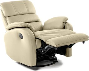 Kožené hojdacie kreslo s elektrickým polohovaním ELEGANT 1, krémová