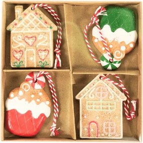 Sada 4 ks vianočných ozdôb WINTER SWEETS 6 cm