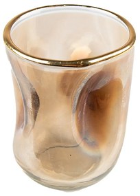 Jantárový sklenený svietnik s prehnutím - Ø7*10 cm