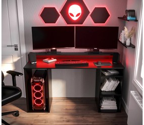 Herný PC stolík Garrick 1 (čierny) (s LED RGB osvetlením). Akcia -62%. Vlastná spoľahlivá doprava až k Vám domov. 1064134