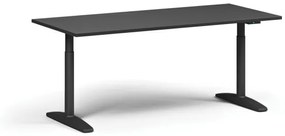 Výškovo nastaviteľný stôl OBOL, elektrický, 675-1325 mm, doska 1800x800 mm, čierna zaoblená podnož, grafit
