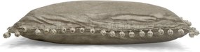 Hnedo šedý vankúš s lemom s guličkami - 35 * 45 * 10cm
