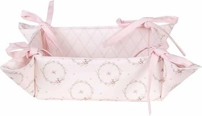 Ružový bavlnený košík na pečivo so zajačikom Floral Easter Bunny - 35*35*8 cm