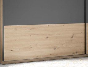 Šatníková skriňa Cordoba 270 cm, dub artisan/grafit