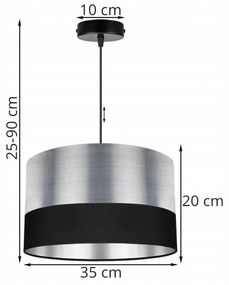 Moderná kovová závesná lampa zdobená látkou