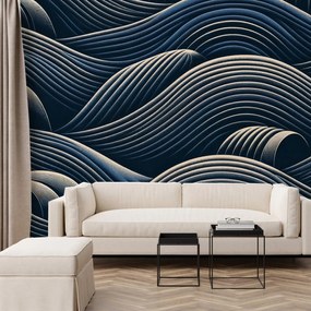 Fototapeta - Tmavé geometrické vlny (147x102 cm)