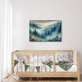 Obraz - Lesná krajina s hmlou (90x60 cm)