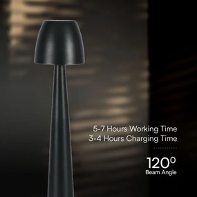 LED Stm. nabíjacia dotyková stolná lampa LED/3W/5V 3000-6000K čierna