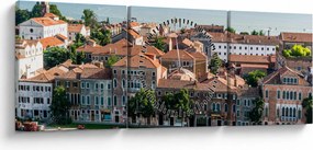 Obraz - Letecký pohľad na mesto (s hodinami) (90x30 cm)