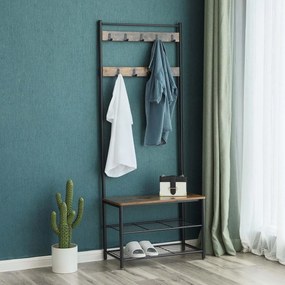 Kovová predsieňová stena TAYLOR 72x175 cm, čierna/rustikálne hnedá