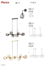 Redo 01-2621 - Luster na lanku PIERCE 8xE27/42W/230V zlatá/dymová