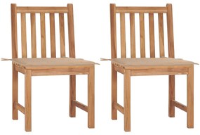 Záhradné stoličky 2 ks s podložkami tíkový masív 3062919