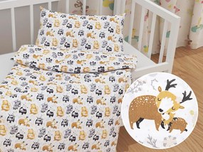 Biante Detské bavlnené posteľné obliečky do postieľky Sandra SA-223 Zvieratká s mláďátkami Do postieľky 90x120 a 40x60 cm