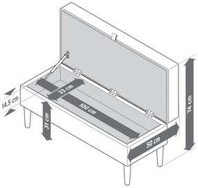Čalúnená lavica s odkladacím priestorom