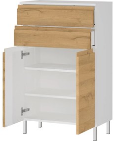 Biela nízka kúpeľňová skrinka v dekore duba 60x97 cm Torrance - Germania