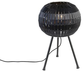 Moderná trojnohá stolná lampa čierna - Zoë