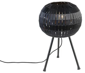 Moderná trojnohá stolná lampa čierna - Zoë