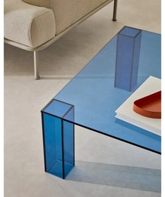 Modrý sklenený konferenčný stolík 85x85 cm Adularia – Kave Home