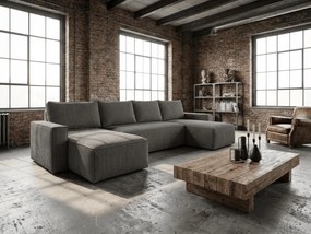 Tmavo sivá sedacia súprava do U SMART COSARO 295x140 cm