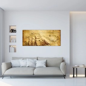 Obraz - Stará mapa (120x50 cm)