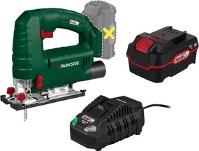 Parkside®  Aku priamočiara píla Psta 20-Li A1 + Akumulátor 20 V/4 Ah + Rýchlonabíjačka 20 V/4,5 A  (800012324)