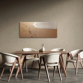 Obraz - stopy v piesku a more (120x50 cm)