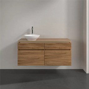 VILLEROY &amp; BOCH Legato závesná skrinka pod umývadlo na dosku (umývadlo vľavo), 4 zásuvky, 1200 x 500 x 550 mm, Oak Kansas, B58000RH