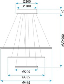 Toolight Toolight, LED stropné svietidlo 46cm, 100W, LED G041-3CP, zlatá matná, OSW-06308
