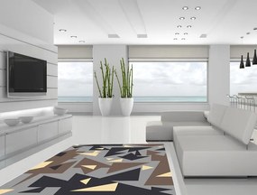 GDmats, Dizajnový kusový koberec Triangles, 130x170, hnedá, chodba / predsieň