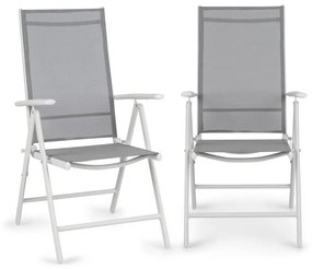 Almeria, skladacia stolička, sada 2 kusov, 56,5 x 107 x 68 cm, ComfortMesh, hliník, biela