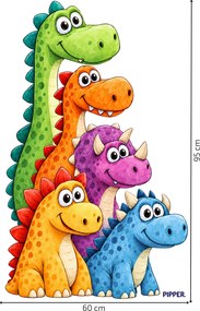 PIPPER. Farební dinosauri – textilná nálepka na stenu