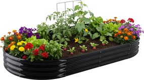 Garden Line ZÁHON NA ZELENINU A KVETINY 240 × 120 × 30 CM, OVALNÝ, ANTRACITOVÝ