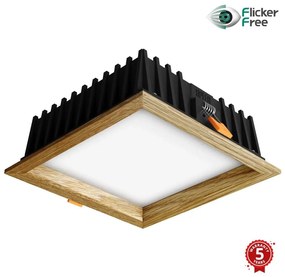 APLED - LED Podhľadové SQUARE WOODLINE LED/12W/230V 4000K 17x17 cm dub masív AP0199