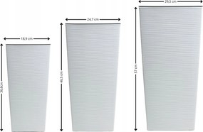 Sada 3 ks květináčů Porto Riflo 57x29,5/46x24,7/36,6x18,9 cm bílá