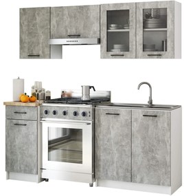 Kuchyňská linka Olivie 1,8 m prosklená beton