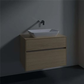 VILLEROY &amp; BOCH Collaro závesná skrinka pod umývadlo na dosku (umývadlo v strede), 2 zásuvky, 800 x 500 x 548 mm, Nordic Oak, C10800VJ